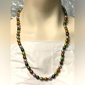 23" Sterling HONORA Peacock Collection Necklace Freshwater Pearl 925 Clasp